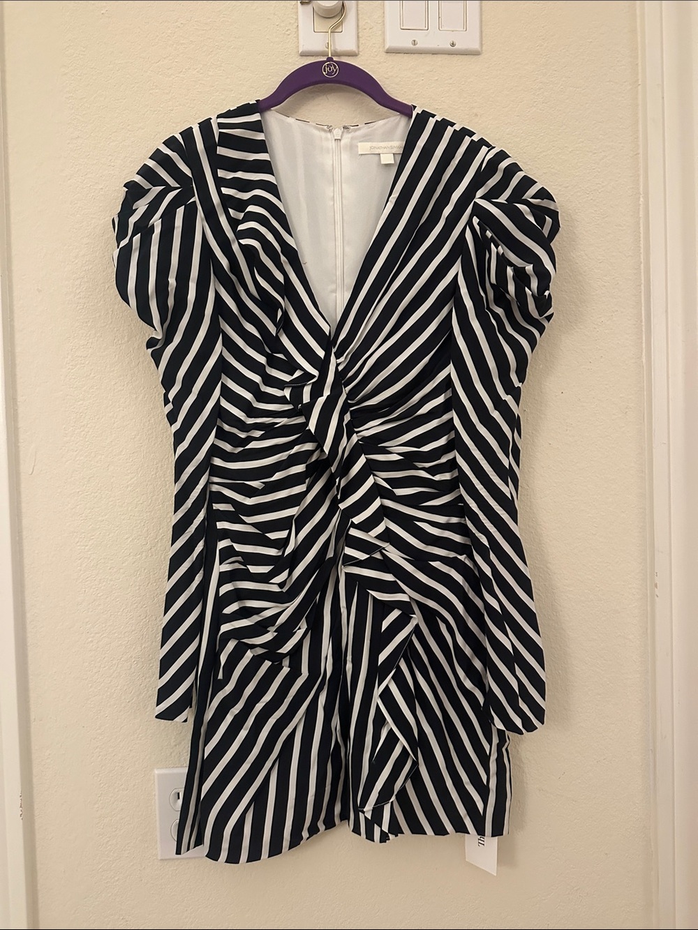 Black & White Striped Twist-Front Tunic Top